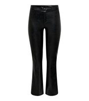 ONLY Black Faux Leather High Waist Flared Trousers